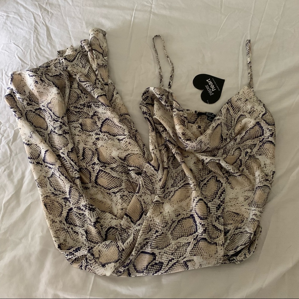 Snake print cowl maxi dress